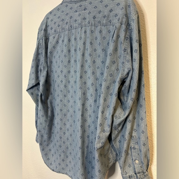 Cambridge Classics Casual Blue Patterned Button Down Shirt Size Large - Picture 4 of 5